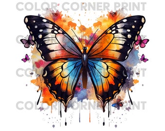 Butterfly T-shirt Design PNG and JPEG Digital Download for Sublimation - 300 dpi - 3000 pixels, Transparent Background