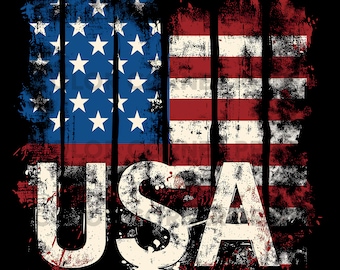 American Flag USA T-shirt design PNG Digital Download for Sublimation, Two files included - Transparent background - 300 dpi - 3000 pixels