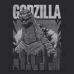 Godzilla PNG, Monster City Sublimation Design, Retro Kaiju Clipart for T-Shirts and Craft