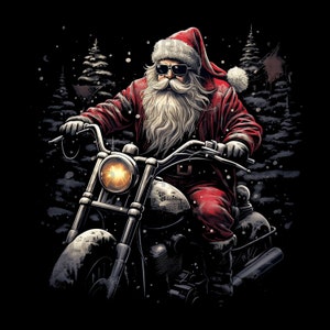 Santa Claus on Motorcycle PNG, Santa Biker PNG, Christmas Clipart, Santa Png, Funny Santa Png, Tshirt Sublimation, Christmas PNG Graphic