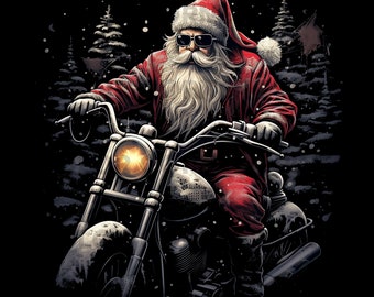 Santa Claus on Motorcycle PNG, Santa Biker PNG, Christmas Clipart, Santa Png, Funny Santa Png, Tshirt Sublimation, Christmas PNG Graphic