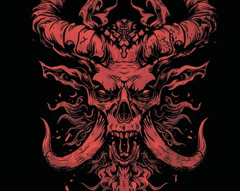 Design della maglietta demone PNG Download digitale per sublimazione, Monster Demon Png, PNG heavy metal, Arte del diavolo, Sfondo trasparente
