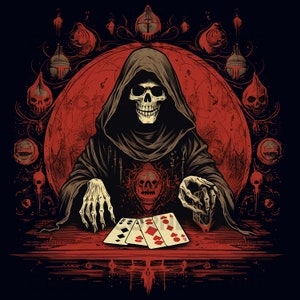 Grim Reaper T-shirt design PNG Digital Download for Sublimation - Transparent background - 300 dpi - 3000 pixels, Tarot card demon Png