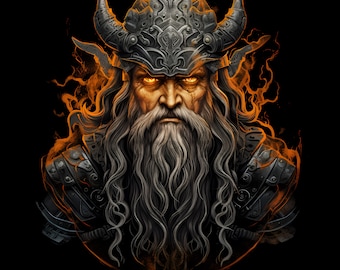 Viking God Odin T-shirtontwerp digitale download png voor sublimatie - transparante achtergrond - 300 dpi - 3000 pixels, transparante achtergrond