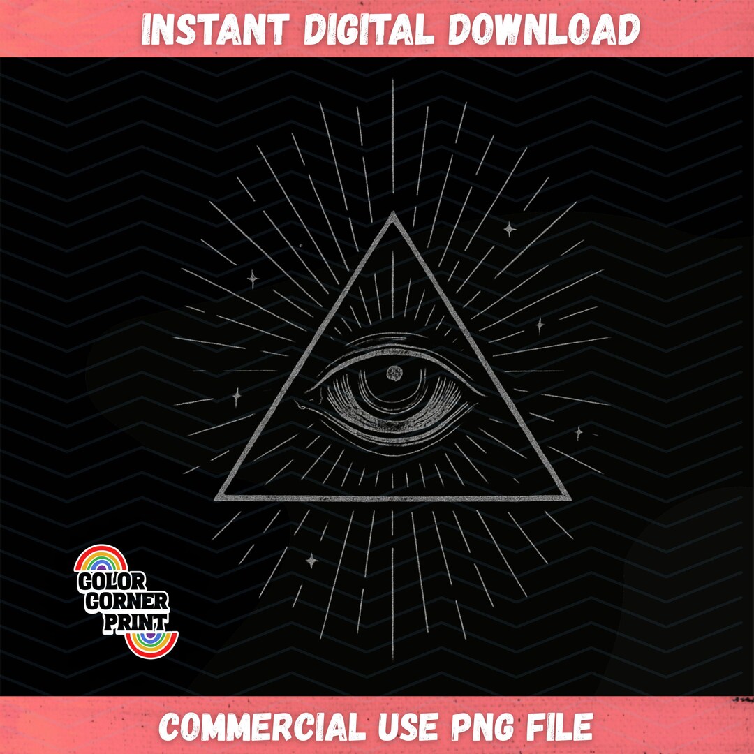 万物を見通す目PNG、イルミナティピラミッドシンボルのTシャツデザイン、オカルト秘教第三の目昇華、Tシャツ用神秘的なクリップアート - Etsy 日本, image size:1080x1080