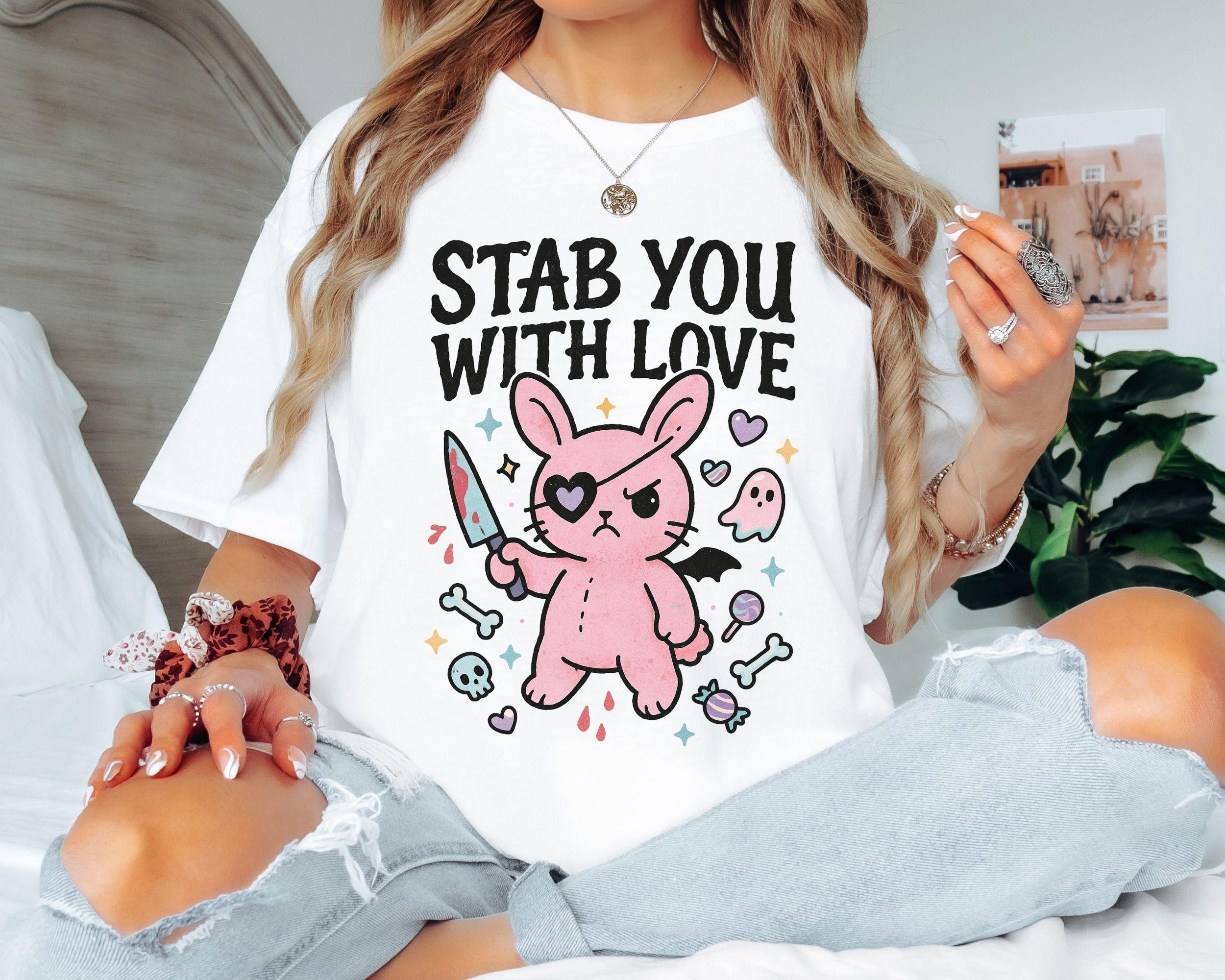 Stab Rabbit Stab You With Love PNG, Kawaii Angry Bunny Clipart, Cute Pastel Goth ...
