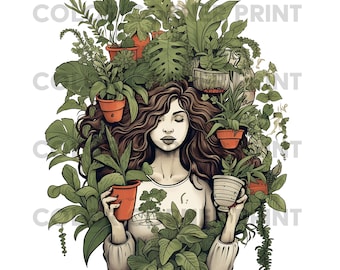 Plant Lover Gardener T-shirt Design PNG and JPEG Digital Download for Sublimation - Transparent background - 300 dpi - 3000 pixels