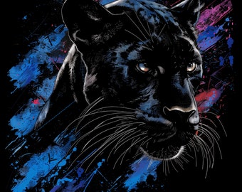 Black Panther T-shirt Design PNG and JPEG Digital Download for Sublimation - 300 dpi - 3000 pixels, Transparent Background