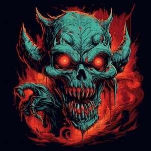 Demon T-shirt design PNG Digital Download for Sublimation - Transparent background - 300 dpi - 3000 pixels, Monster Demon Png