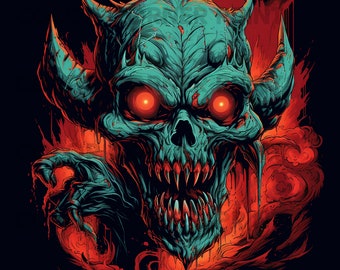 Demon T-shirt design PNG Download digitale per sublimazione - Sfondo trasparente - 300 dpi - 3000 pixel, Monster Demon Png
