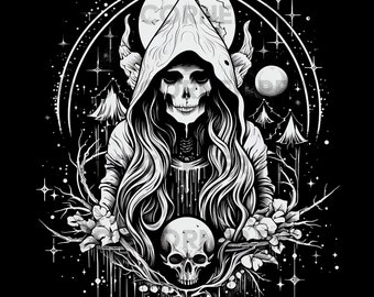 Occult Witchcraft Goth T-shirt Design PNG Digital Download for Sublimation - Transparent background - 300 dpi - 3000 pixels