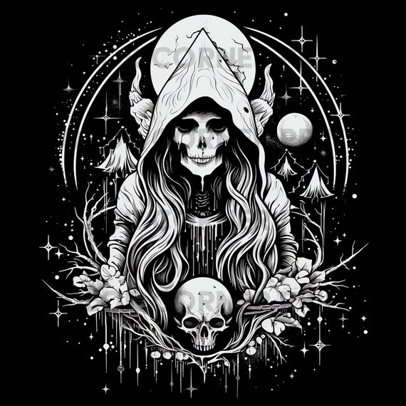 Occult Witchcraft Goth T-shirt Design PNG Digital Download for Sublimation - Transparent background - 300 dpi - 3000 pixels