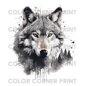 Wolf T-shirt Design PNG and JPEG Digital Download for Sublimation - 300 dpi - 3000 pixels, Transparent Background