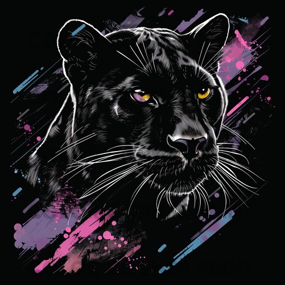Black Panther T-shirt Design PNG and JPEG Digital Download for Sublimation  300 dpi 3000 pixels, Transparent Background