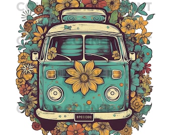 Groovy Van PNG and JPEG Digital Download for Sublimation - 300 dpi - 3000 pixels, Transparent Background