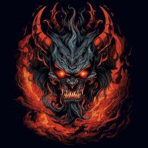 Demon T-shirt design PNG Digital Download for Sublimation - Transparent background - 300 dpi - 3000 pixels, Monster Demon Png
