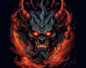 Demone design t-shirt PNG Digital Download per sublimazione, sfondo trasparente, 300 dpi, 3000 pixel, Monster Demon png