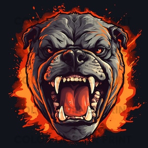 Angry Bulldog Sublimation T-shirt design PNG Digital Download for Sublimation - Transparent background - 300 dpi - 3000 pixels
