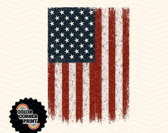 Bandera estadounidense desgastada PNG, diseño de camiseta patriótica de EE. UU., sublimación del 4 de julio, clipart de bandera grunge para camisetas