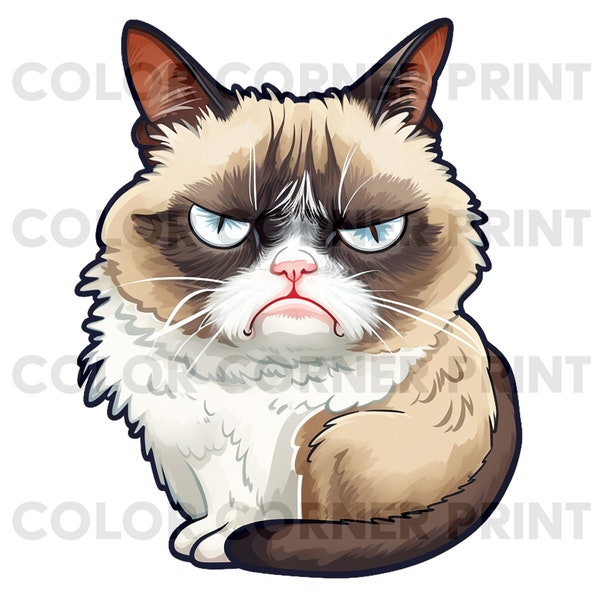 Grumpy Cat Funny PNG and JPEG Digital Download for Sublimation - 300 dpi - 3000 pixels