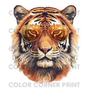 Tiger With Sunglasses Design PNG and JPEG Digital Download for Sublimation - 300 dpi - 3000 pixels, Transparent Background