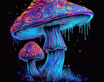 Trippy Mushroom PNG Digital Download for Sublimation - 300 dpi - 3000 pixels, Transparent Background