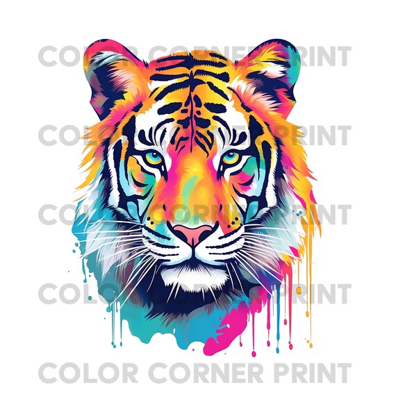 Tiger T-shirt Design PNG and JPEG Digital Download for Sublimation - 300 dpi - 3000 pixels, Transparent Background