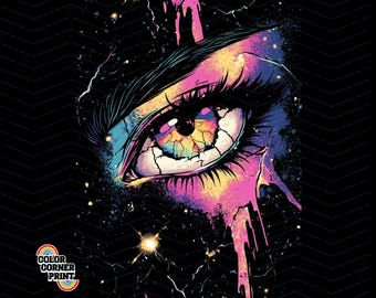 Galaxy Eye PNG T-Shirt Design, Trippy Cosmic Eye Art, Sublimation Print for Shirts, Psychedelic Digital Download PNG File