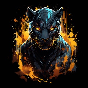 Black Panther T-shirt Design PNG and JPEG Digital Download for Sublimation - 300 dpi - 3000 pixels, Transparent Background