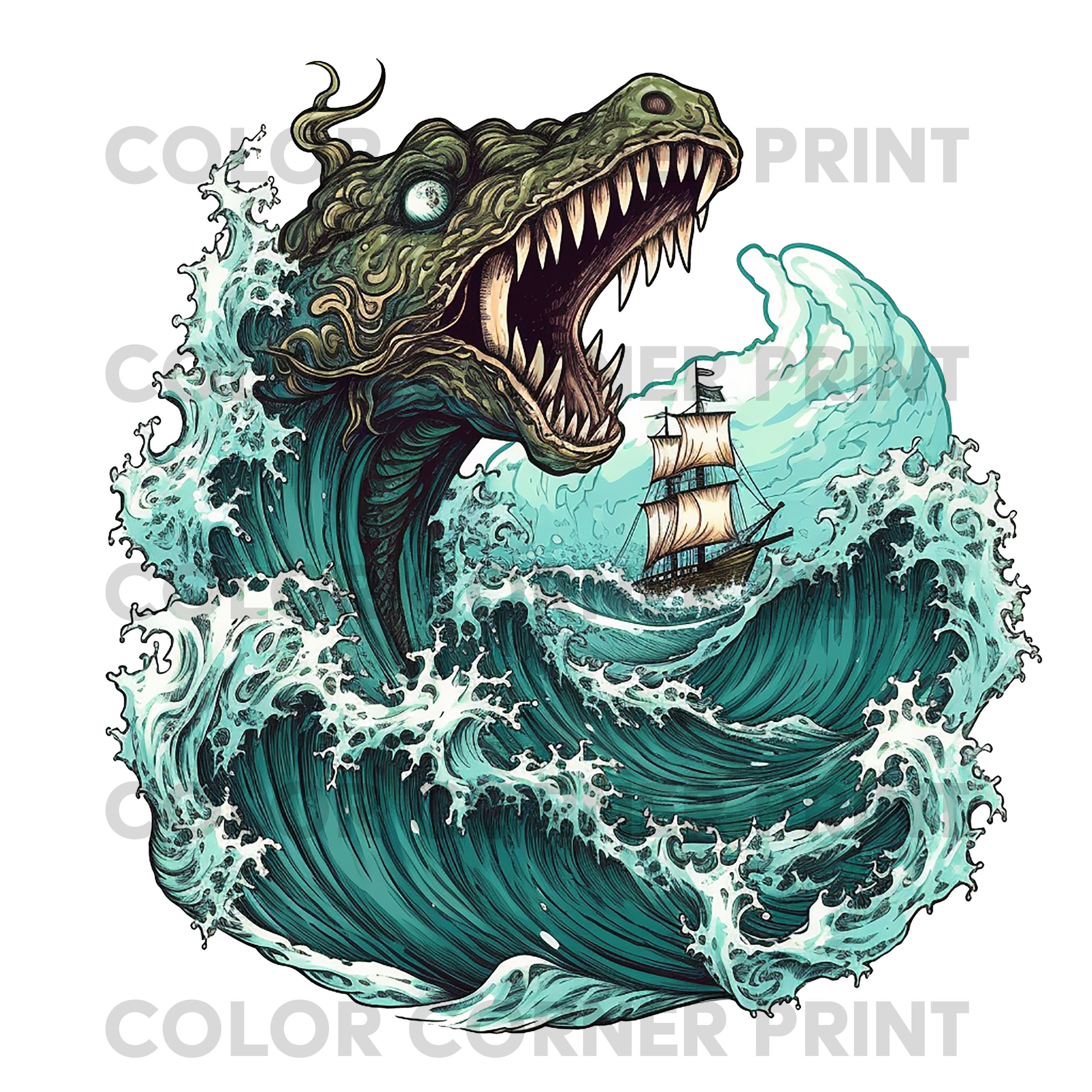 Sea Monster PNG and JPEG Digital Download for Sublimation - 300 Dpi ...