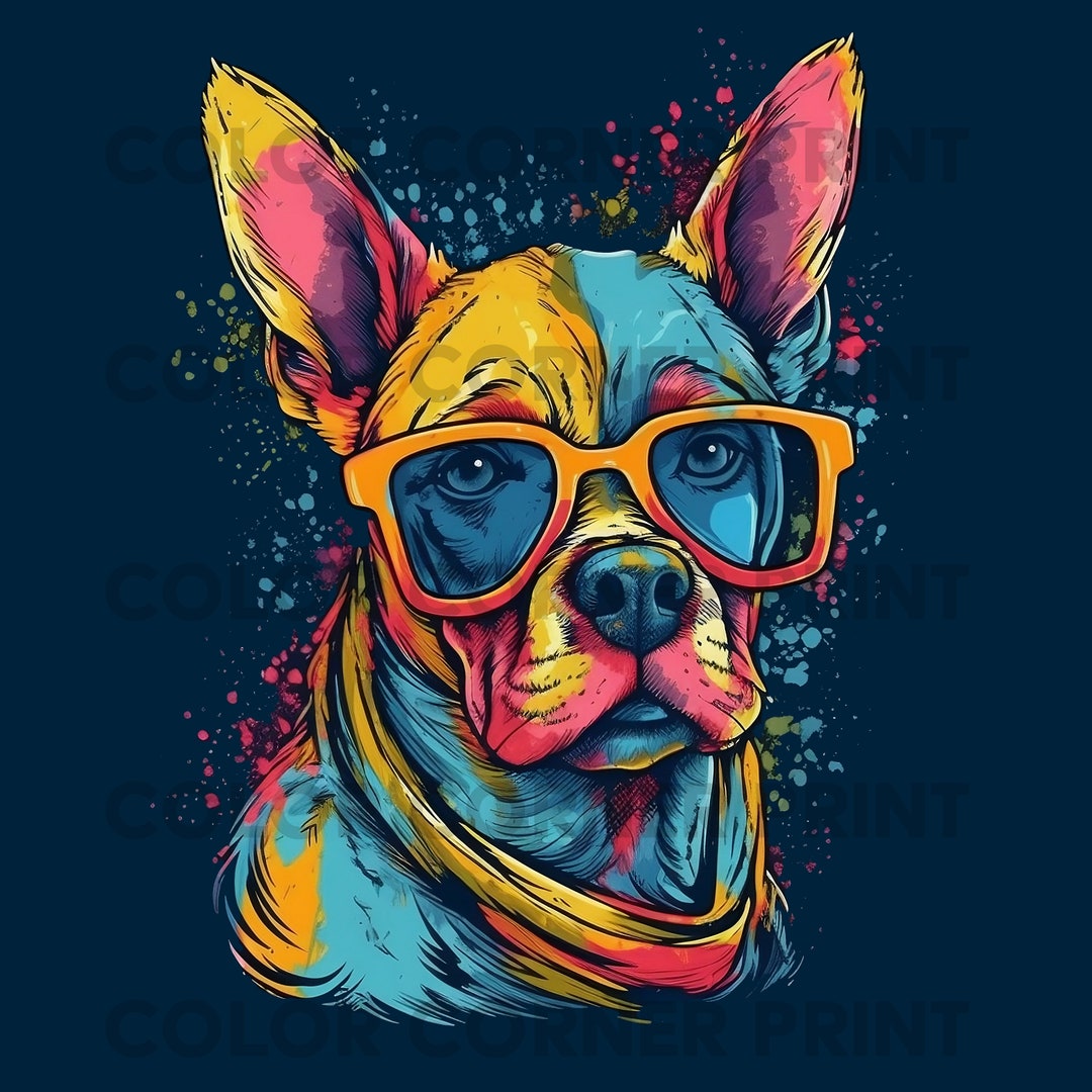 Dog With Sunglasses Colorful Design PNG and JPEG Digital Download for ...