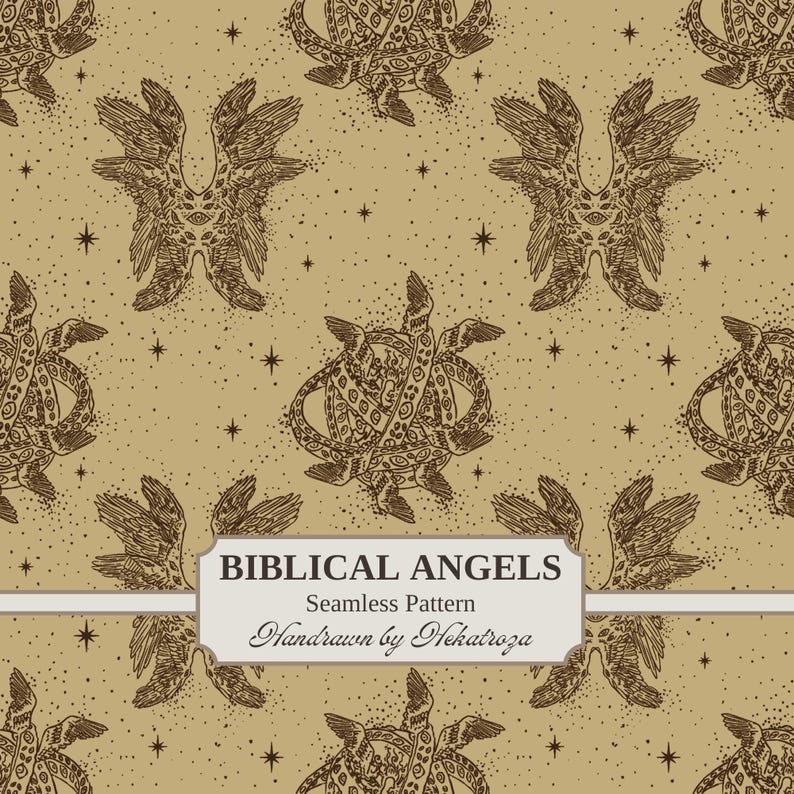 Biblically Accurate Angels Seamless Pattern - Occult Gnostic Angelic ...