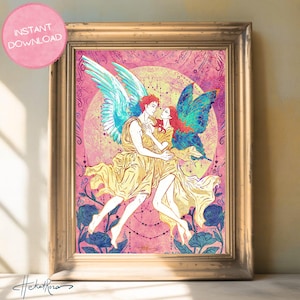 Eros and Psyche Renaissance Wall Art Abstract Romantic Poster Divine Love Print Renaissance Poster Downloadble Wall Art Romantic Soul Gift