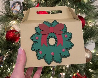 Corona SVG / Caja de regalo de Navidad SVG / Titular de la tarjeta de regalo SVG / Caja svg / Caja rectangular svg / Caja Vector svg / Caja de regalo svg