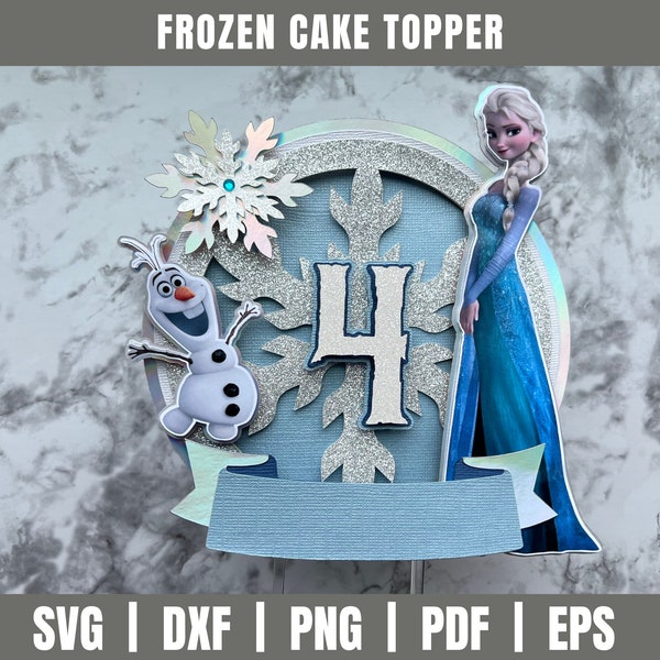 Frozen Cake Topper SVG | Ice Princess Inspired Cake Topper Cut File | Frozen Party DIY | Template Cake Topper Cut File | Party Template