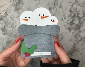 Christmas Snowman Gift Card Holder SVG| Gifts SVG | Holiday Gift Card Holder Cut File | Christmas Gift Card|Santa Template Gift Card Holder|