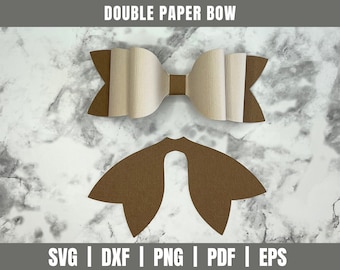Paper Double Bow SVG | Paper Bow Cut File | 3D Paper Bow Template | Cricut Cut File | Favor Box Decoration | Invitation Decoration SVG | Bow