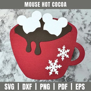 Caneca do rato Cacau quente | Porta-cartões de presente de Natal SVG DXF |Porta-cartões de presente SVG Dxf | Natal SVG | Arquivo de corte de porta-cartão de presente de Natal