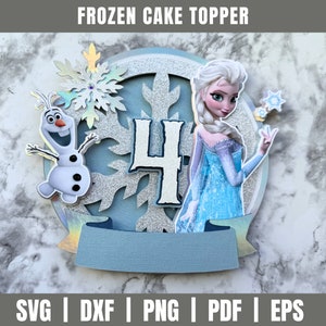 Topper de pastel congelado SVG / Princesa de hielo inspirado pastel topper archivo de corte / fiesta congelada DIY / plantilla pastel topper archivo de corte / plantilla de fiesta