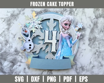 Die Eiskönigin Cake Topper SVG | Eisprinzessin inspiriert Cake Topper Cut File | Frozen Party DIY | Vorlage Cake Topper Cut File | Party Vorlage