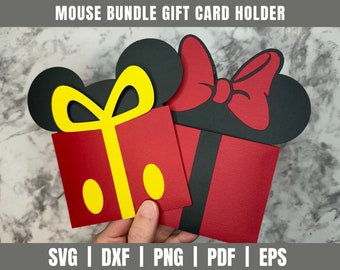 Mouse Bundle Present Gift Card Holder SVG| Gifts SVG | Gift Card Cut File | Birthday Gift Card | Template Gift Card Holder | Present SVG