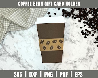 Coffee Gift Card Holder SVG DXF | Gift Card Holder SVG Dxf | Coffee Cup Svg |  Coffee Bean svg dxf | Gift Card Holder Cut File |Drink Coffee