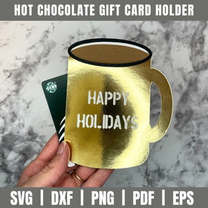 Titular de la tarjeta de regalo de chocolate caliente SVG / Navidad SVG / Archivo de corte de tarjeta de regalo / Tarjeta de regalo de taza de cacao caliente / Cricut / Plantilla de tarjeta de regalo de café SVG