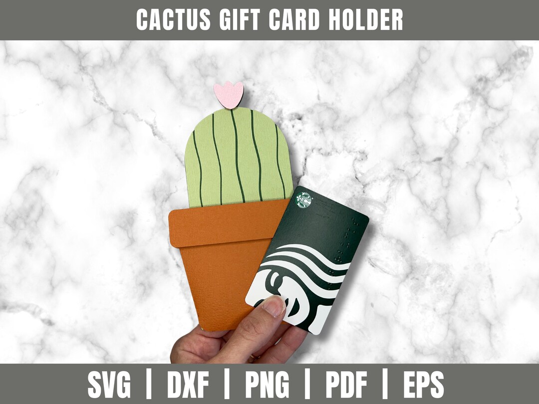 Cactus Gift Card Holder SVG| Flower Gifts | Gift Card Cut File| Flower ...