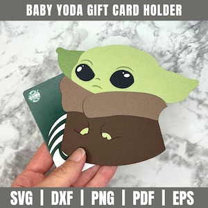 Suporte para cartão presente Baby Yoda SVG | Suporte para cartão presente para chá de bebê SVG | Suporte para cartão-presente de filme | Porta-cartão-presente Svg |Arquivo de corte de cartão-presente