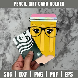 Porta-lápis para cartão-presente SVG DXF | Valorização do Professor | cartão de presente do professor | Porta-cartões-presente Svg Dxf | Envelope porta-presente | Professores