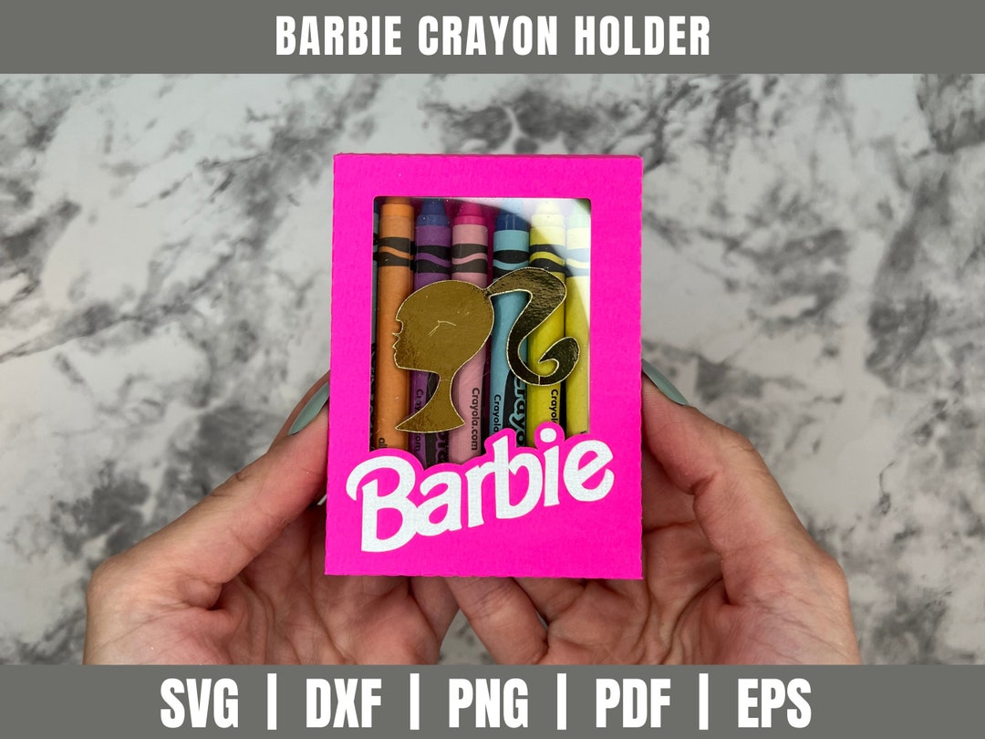 Malibu Doll Crayon Holder SVG pink Party Favor SVG Movie Gift Crayon