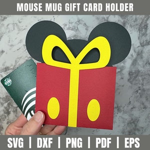 Ratón presente titular de la tarjeta de regalo SVG / regalos SVG / archivo de corte de tarjeta de regalo / tarjeta de regalo de cumpleaños / plantilla de cumpleaños titular de la tarjeta de regalo / presente SVG