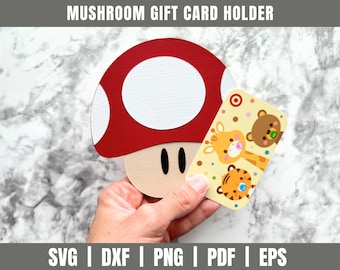 Mushroom Gift Card Holder SVG | Super Mario Favor Box SVG | Mushroom Cut File|  Gift Card Holder Svg | Super Mario SVG | Super Mario Svg