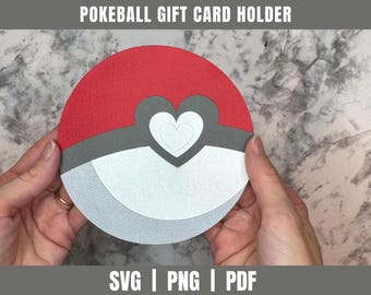 Heart Ball Gift Card Holder SVG | Poke mon Favor Box SVG | I choose you Cut File|  Gift Card Holder Svg | Boy Birthday SVG | Valentines Svg